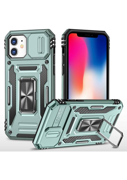 Apple Iphone 11 Için Zırh Serisi 6.1 Inç Önleme Önleyici Telefon Kılıf Kickstand Pc + Tpu Koruyucu Arka Kapak Slayt Kamera Kapağı (Yurt Dışından)