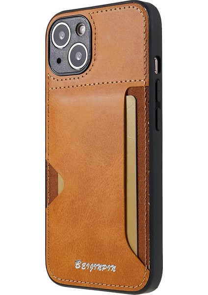 Apple Iphone 13 Mini 5.4 Inç Anti Tütlü Kart Yuvası Telefon Kılıfı Pu Deri+Tpu+Pc Hassas Kesim Tasarım Koruyucu Kapak (Yurt Dışından)