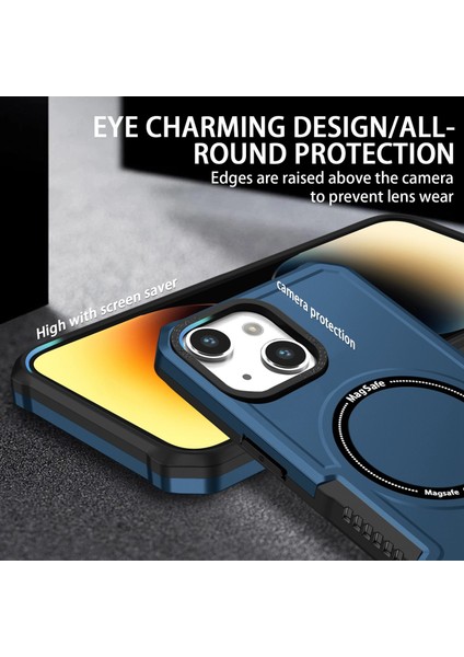 Apple Iphone 13 6.1 Inç Kamera Lens Çerçevesi Tasarım Telefon Kılıfı Magsafe Anti-Cratch Pc + Tpu Kapağı Ile Uyumlu (Yurt Dışından) modelleri
