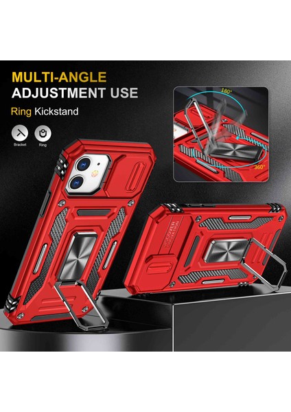 Xstep Case Apple Iphone 11 Için Zırh Serisi 6.1 Inç Önleme Önleyici Telefon Kılıf Kickstand Pc + Tpu Koruyucu Arka Kapak Slayt Kamera Kapağı (Yurt Dışından)