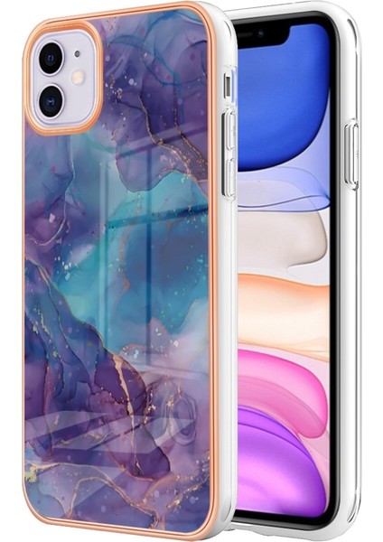Apple Iphone 11 6.1 Inç Yb Imd Serisi-16 Stil E Mermer Desen Kılıfı 2.0mm Tpu Elektroklokasyon Imd Anti-Çizelge Telefon Kapağı Desteği Kablosuz Şarj (Yurt Dışından)