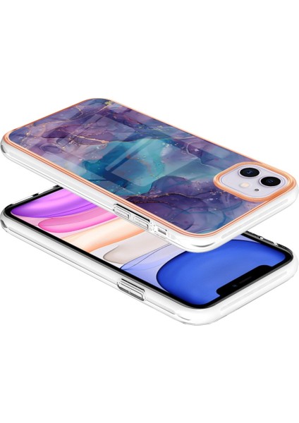 Apple Iphone 11 6.1 Inç Yb Imd Serisi-16 Stil E Mermer Desen Kılıfı 2.0mm Tpu Elektroklokasyon Imd Anti-Çizelge Telefon Kapağı Desteği Kablosuz Şarj (Yurt Dışından)