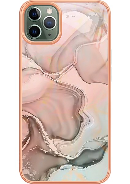 Apple Iphone 11 Için Yb Imd Serisi-16 Pro Max 6.5 Inç Tarzı E Mermer Desen Tasarım Kapak Elektraplama Çerçevesi 2.0mm Tpu Imd Esnek Telefon Kılıfı (Yurt Dışından)