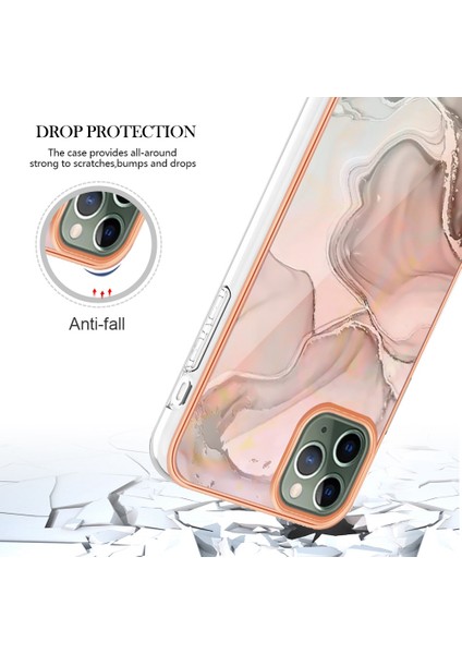 Apple Iphone 11 Için Yb Imd Serisi-16 Pro Max 6.5 Inç Tarzı E Mermer Desen Tasarım Kapak Elektraplama Çerçevesi 2.0mm Tpu Imd Esnek Telefon Kılıfı (Yurt Dışından)