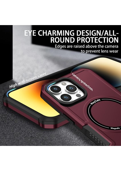 Apple Iphone 12 Pro Max 6.7 Inç Kamera Lens Çerçeve Tasarım Telefon Kapağı Anti-Drop Pc + Tpu Kılıfı Magsafe Ile Uyumlu (Yurt Dışından)