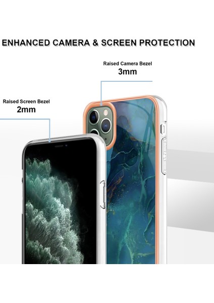 Apple Iphone 11 Için Yb Imd Serisi-16 Pro Max 6.5 Inç Tarzı E Mermer Desen Tasarım Kapak Elektraplama Çerçevesi 2.0mm Tpu Imd Esnek Telefon Kılıfı (Yurt Dışından)