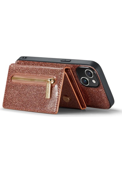 Dg.ming M3 Serisi Manyetik Telefon Kapağı Apple Iphone 13 6.1 Inç Anti-Drop 2-1 Arada Söndürülebilir Parlaklıklı Cüzdanlı Telefon Kasası Kickstand (Yurt Dışından)