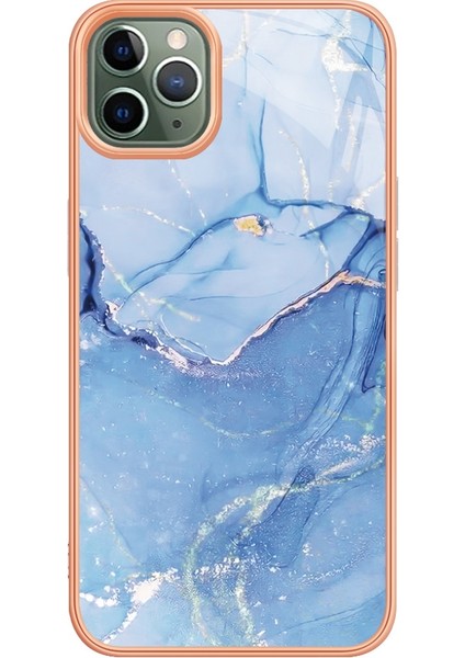Apple Iphone 11 Için Yb Imd Serisi-16 Pro Max 6.5 Inç Tarzı E Mermer Desen Tasarım Kapak Elektraplama Çerçevesi 2.0mm Tpu Imd Esnek Telefon Kılıfı (Yurt Dışından)