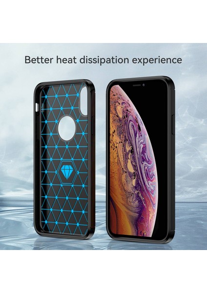 Apple Iphone Xr Için 6.1 Inç Damla Koruma Esnek Tpu Telefon Geri Kapak Fırçalanmış Karbon Fiber Doku Cep Telefonu Kılıf (Yurt Dışından)