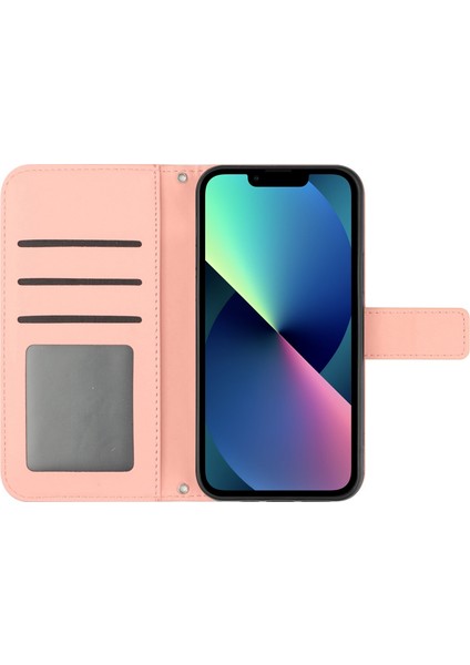Apple Iphone 13 Mini 5.4 Inç HT04 Cilt Touch Pu Deri Basılı Basılı Ayçiçeği Standı Kılıf Anti-Çizelge Telefon Cüzdan Kapağı Omuz Kayışı (Yurt Dışından)