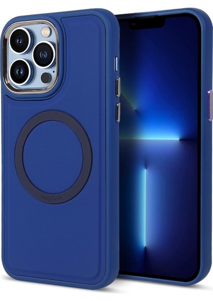 Apple Iphone 13 Pro Max Için Max 6.7 Inç Sıvı Silikon Doku Mat Tpu + Pu Deri Hibrit Kılıf Magsafe Elektrokaplama Cilt Touch Telefon Kapağı Ile Uyumlu (Yurt Dışından)
