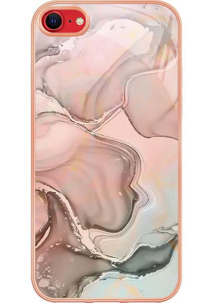 Apple Iphone Se (2020) / Se (2022) / 7/8 4.7 Inç Yb Imd Serisi-16 Stil E Mermer Desenli Telefon Kılıfı Elektrokap Kenar 2.0mm Tpu Tpu Imd Anti-Fall Kapak (Yurt Dışından)