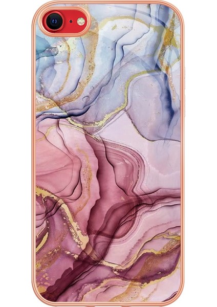 Apple Iphone Se (2020) / Se (2022) / 7/8 4.7 Inç Yb Imd Serisi-16 Stil E Mermer Desenli Telefon Kılıfı Elektrokap Kenar 2.0mm Tpu Tpu Imd Anti-Fall Kapak (Yurt Dışından)