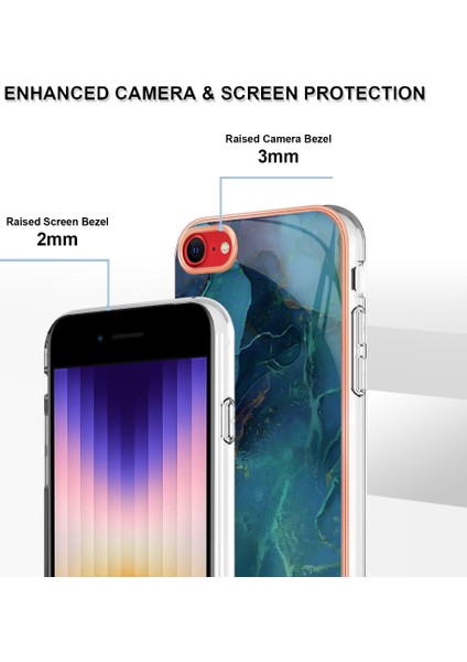 Apple Iphone Se (2020) / Se (2022) / 7/8 4.7 Inç Yb Imd Serisi-16 Stil E Mermer Desenli Telefon Kılıfı Elektrokap Kenar 2.0mm Tpu Tpu Imd Anti-Fall Kapak (Yurt Dışından)