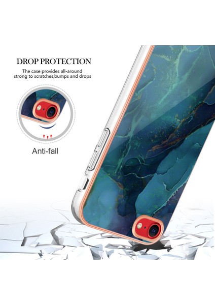 Apple Iphone Se (2020) / Se (2022) / 7/8 4.7 Inç Yb Imd Serisi-16 Stil E Mermer Desenli Telefon Kılıfı Elektrokap Kenar 2.0mm Tpu Tpu Imd Anti-Fall Kapak (Yurt Dışından)