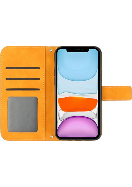 Apple Iphone 11 6.1 Inç Için HT04 Pu Deri Baskılı Ayçiçeği Damçık Damlalı Damlalı Telefon Kılıfı Cilt Touch Cüzdan Stand Koruyucu Omuz Kayışı (Yurt Dışından)