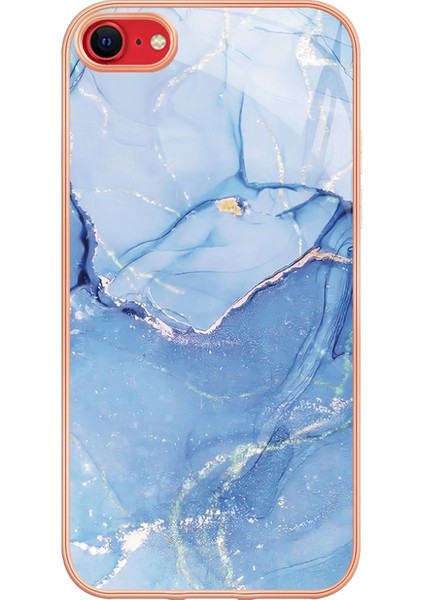 Apple Iphone Se (2020) / Se (2022) / 7/8 4.7 Inç Yb Imd Serisi-16 Stil E Mermer Desenli Telefon Kılıfı Elektrokap Kenar 2.0mm Tpu Tpu Imd Anti-Fall Kapak (Yurt Dışından)