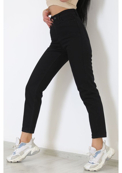 Contalı Mom Jeans Siyah - 2411.392.