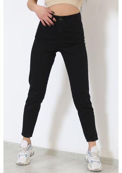 Contalı Mom Jeans Siyah - 2411.392.