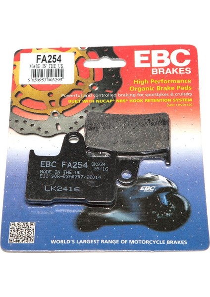 FA254 2014-2021 Harley-Davidson Sportster Iron 883 Arka Fren Balatası