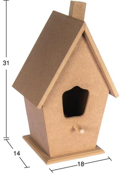 KU237 Büyük Kuş Evi, Ahşap Boyama Mdf Kuş Evi