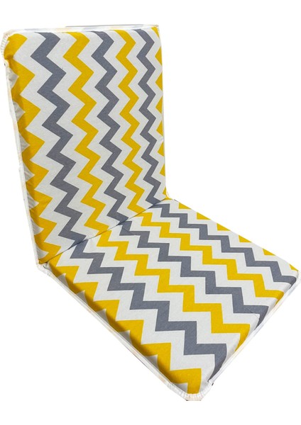 Sandalye Minderi Arkalıklı Lastikli Fermuarlı Süngerli-1 Adet(Sarı Gri Zikzak)Yıkanabilir fiyatları