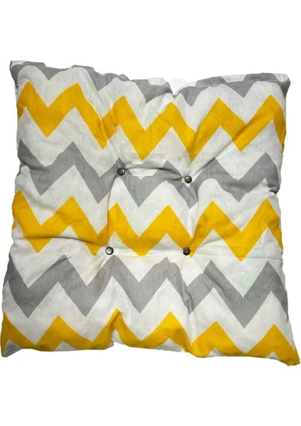 Dekoratif Pofidik Puf Sandalye Minderi Kare 35X35X7 Cm-Sarı Gri Zikzak(2 Adet) fiyatları