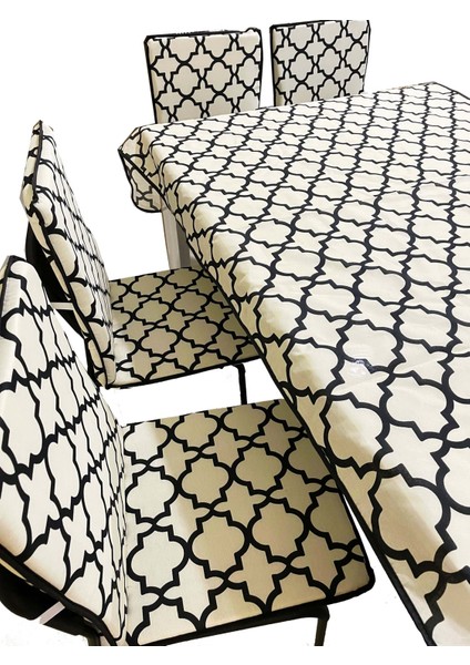 Masa Örtüsü Takımı ve Büyük Boy Arkalıklı Sandalye Minderi 6 Adet(Alaçatı)