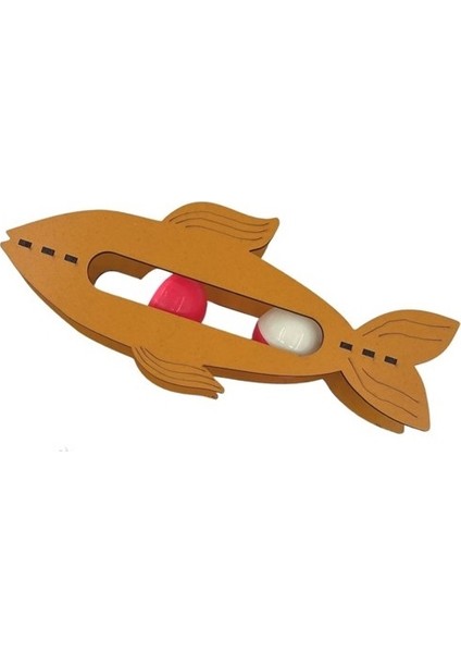 2 Toplu Balık Şekilli Ahşap Kedi Oyuncağı Renkli