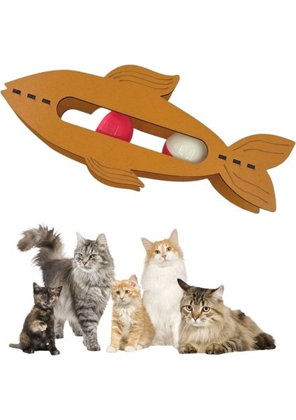 2 Toplu Balık Şekilli Ahşap Kedi Oyuncağı Renkli fiyatları