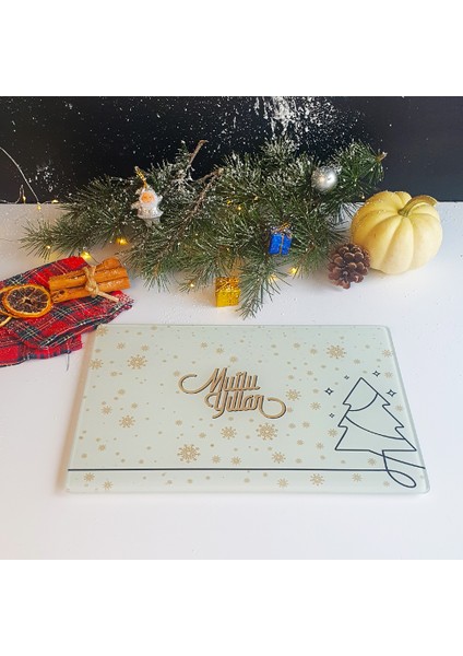 Cam Kesme Tahtası - Cam Kesme Tablası | Mutlu Yıllar Krem | fırsatları