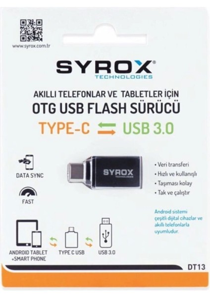 Usb-3 Den Type C Ye Dönüştürücü Otg DT13 fiyatları