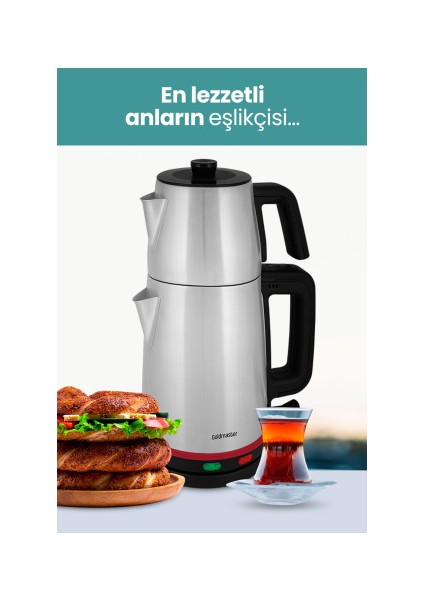 Selvi 2200 Watt Çift Isıtıcılı Paslanmaz Çelik Çay Makinesi ve Su Isıtıcısı