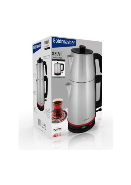 Selvi 2200 Watt Çift Isıtıcılı Paslanmaz Çelik Çay Makinesi ve Su Isıtıcısı
