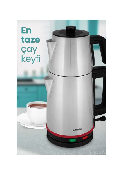 Selvi 2200 Watt Çift Isıtıcılı Paslanmaz Çelik Çay Makinesi ve Su Isıtıcısı