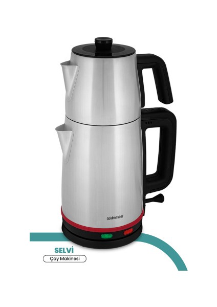 Selvi 2200 Watt Çift Isıtıcılı Paslanmaz Çelik Çay Makinesi ve Su Isıtıcısı