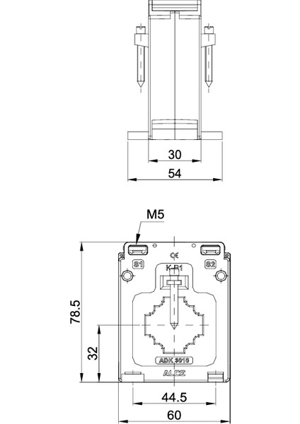 ADK6030 Delikli Akım Trafosu, 1250/5, 10 Va, Class 0.50, Mühürsüz
