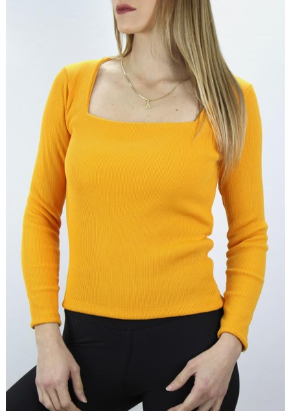 Kare Yaka Bluz Hardal fiyatları