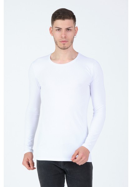 Erkek Bisiklet Yaka Likralı Pamuklu Basic T-Shirt fiyatları