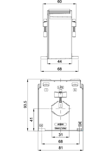 ADB30 Delikli Akım Trafosu, 250/5, 10 Va, Class 0.50, Mühürlü - ADB30-250/5-10VA-M