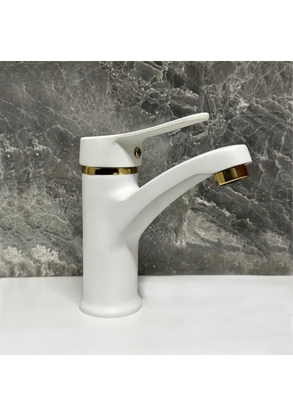 Beyaz Gold Yüksek Gövde Lavabo Batarya