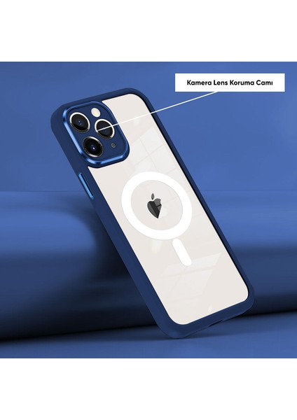 Apple iPhone 11 Pro Max Kılıf Magsafe Guard Silikon Kılıf (Kablosuz Şarj Destekli) Lacivert