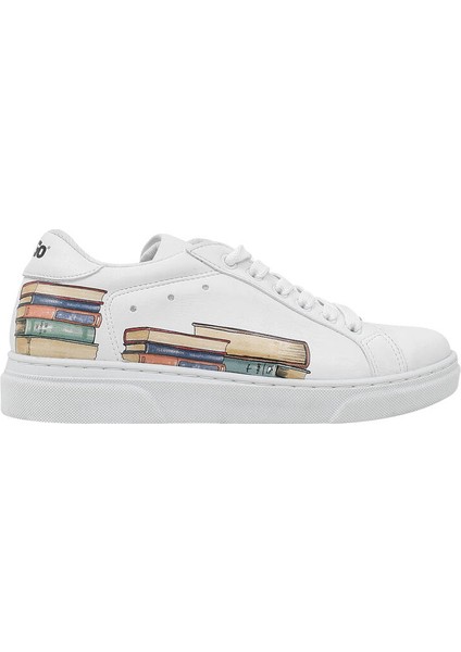 Unisex Çocuk Vegan Deri Beyaz Sneakers - The Wise Owl Tasarım modelleri