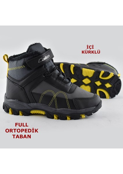 Callion 918 Ortopedik Taban Çocuk Outdoor Bot Ayakkabı Bilekli Kürklü