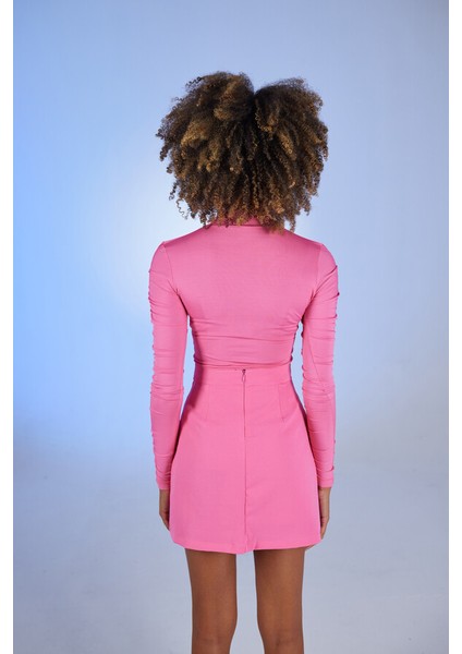 Drape Detaylı Yarım Balıkçı Draped Bluz Pembe indirimleri