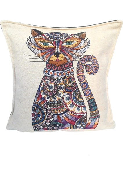 Dokuma Osmanlı Çini Motifli Dekoratif Kırlent Yastık Kılıfı