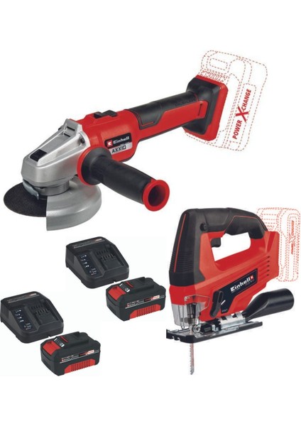 A x x io 18/115 Q Avuç Taşlama Tc-Js 18 Li Dekupaj 2 x 4.0ah Set