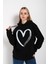 Kadın Kalp Baskılı Kapüşonlu Sweatshirt 1