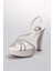 Taşlı Beyaz Renk Kadın Topuklu Ayakkabı 1