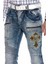 CD293 Dikiş Detaylı Nakışlı Mavi Erkek Jeans 4
